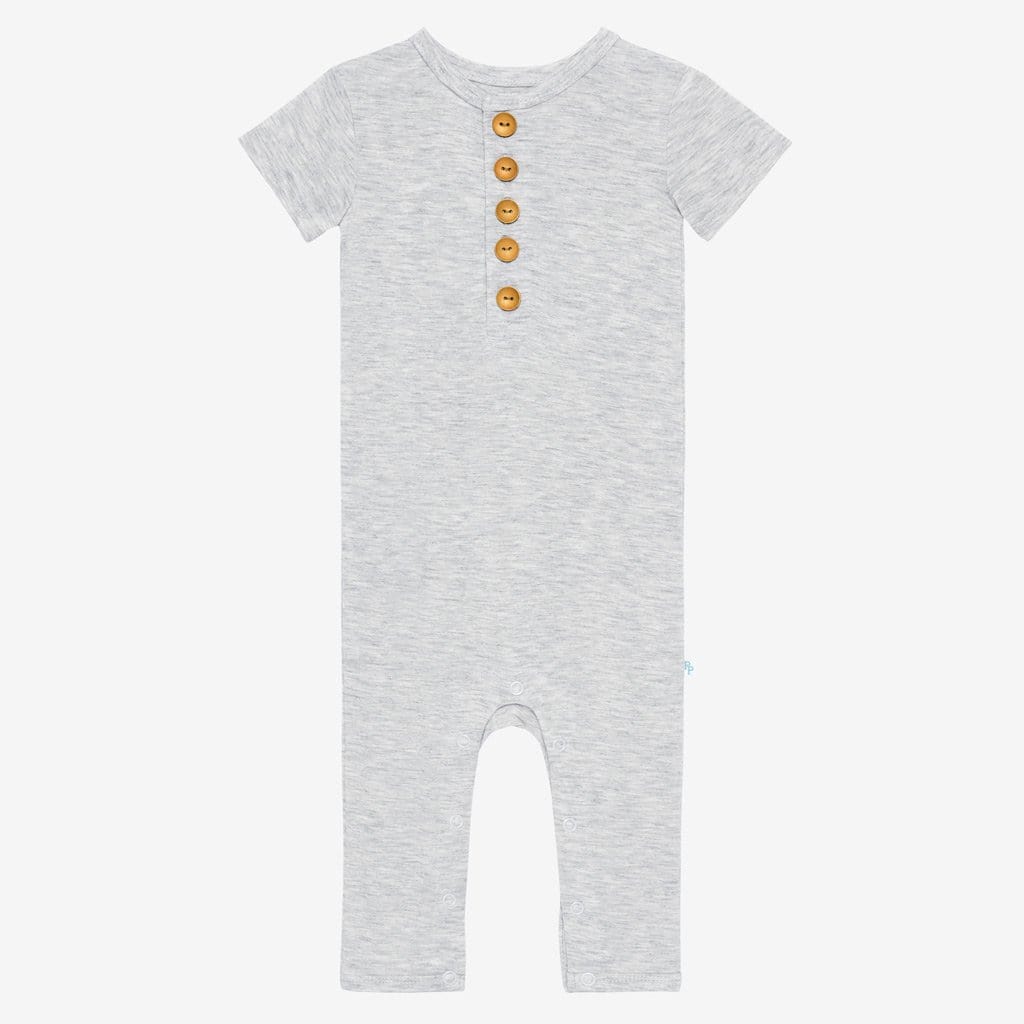 Athletic Gray Heather Short Sleeve Henley Romper
