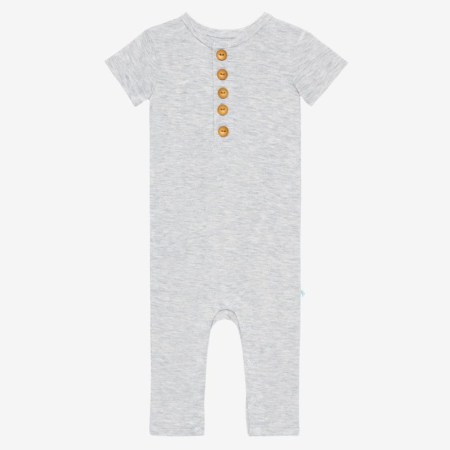 Athletic Gray Heather Short Sleeve Henley Romper