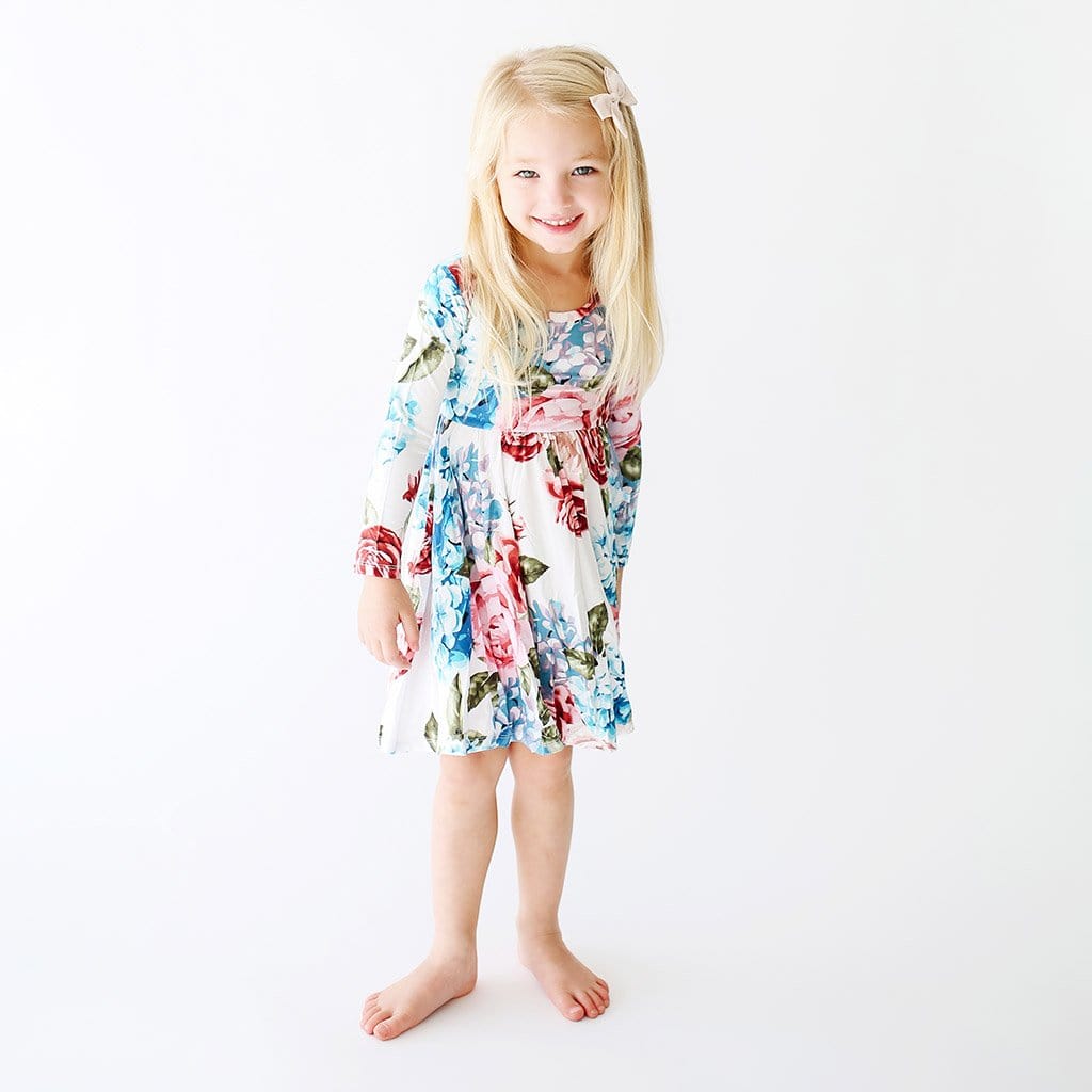 Hydrangea Long Sleeve Twirl Dress