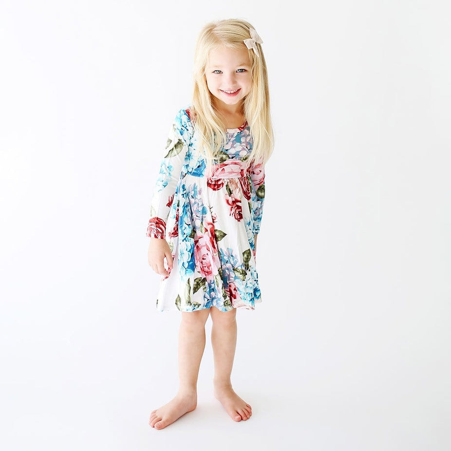 Hydrangea Long Sleeve Twirl Dress