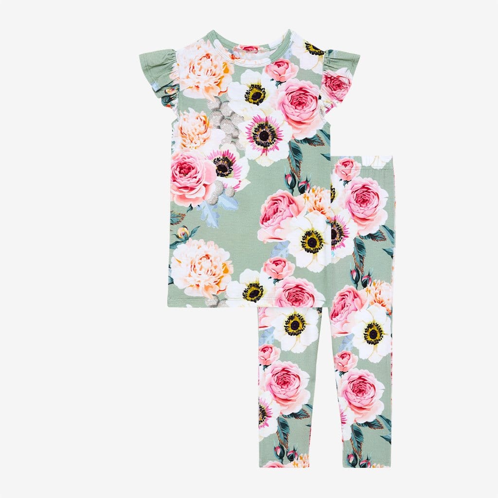 Jolie Ruffled Cap Sleeve Shirt & Pants Set