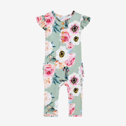 Jolie Ruffled Cap Sleeve Henley Romper