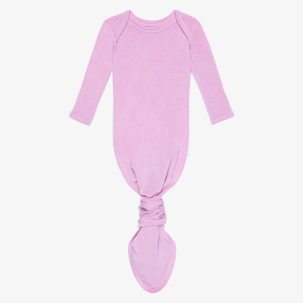 Front of lilac knotted gown