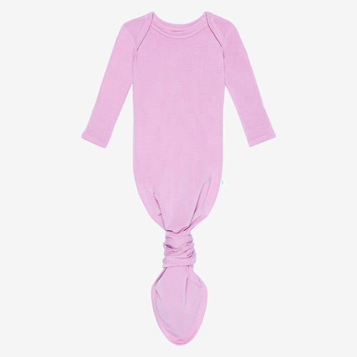 Front of lilac knotted gown