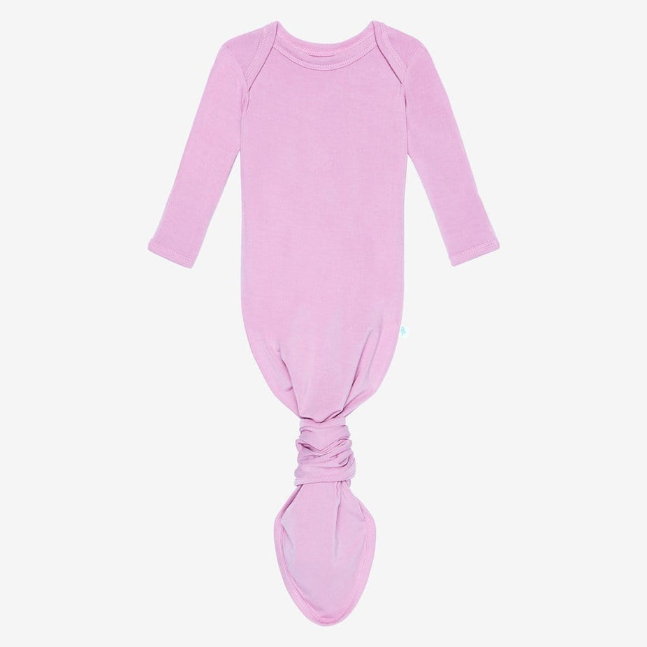 Front of lilac knotted gown