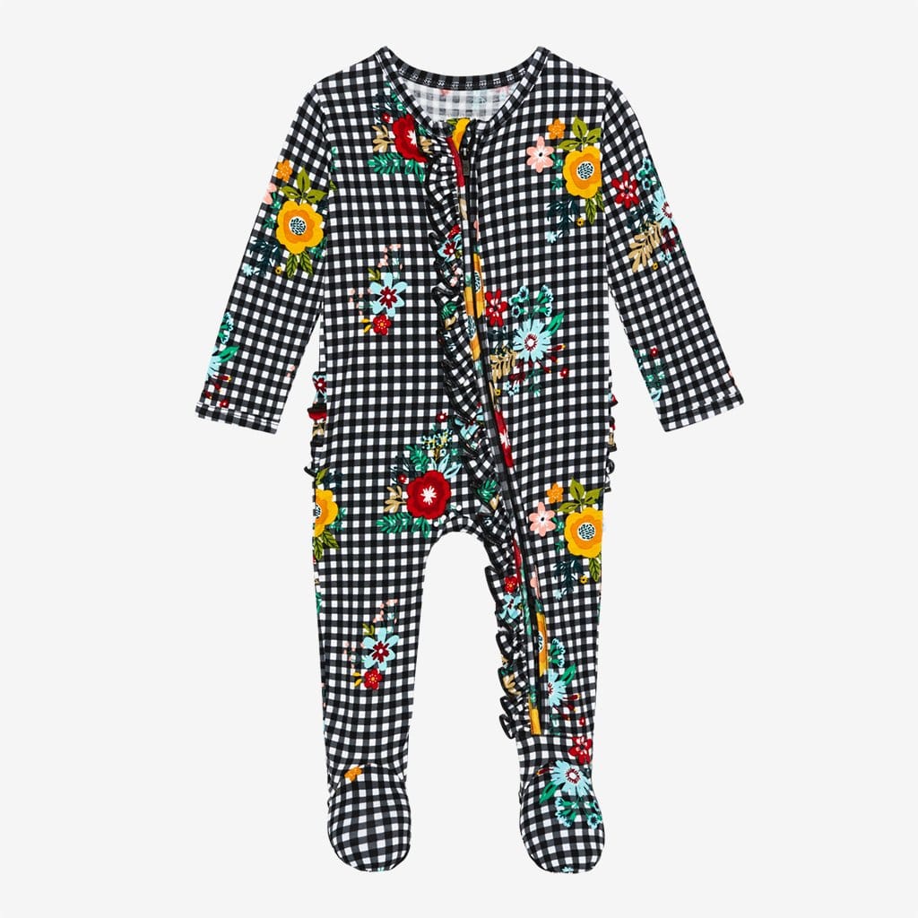 Louisa Footie Ruffled Zippered One Piece