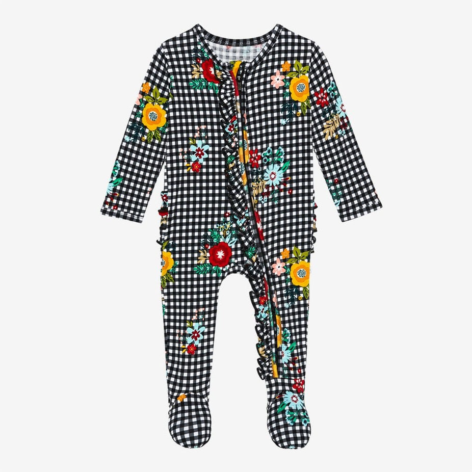 Louisa Footie Ruffled Zippered One Piece