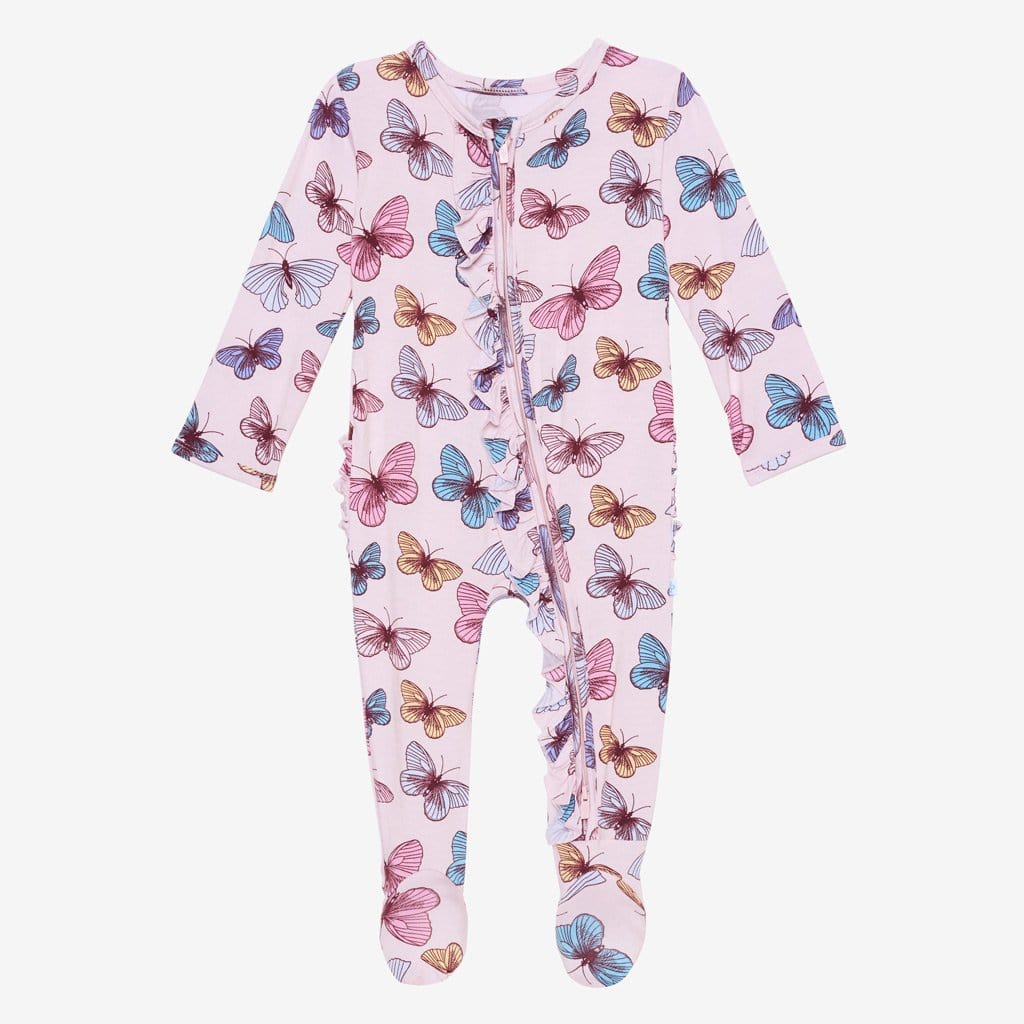 Nora footie ruffled zippered one piece