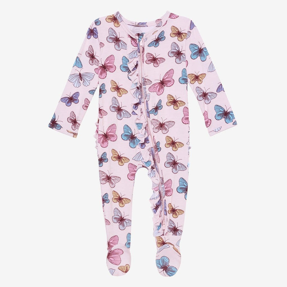 Nora footie ruffled zippered one piece