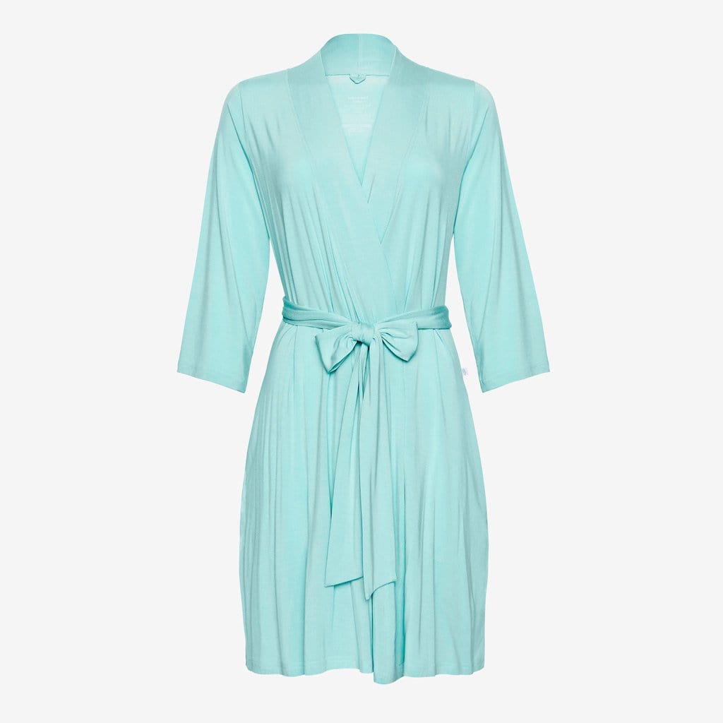 Front of pool blue robe