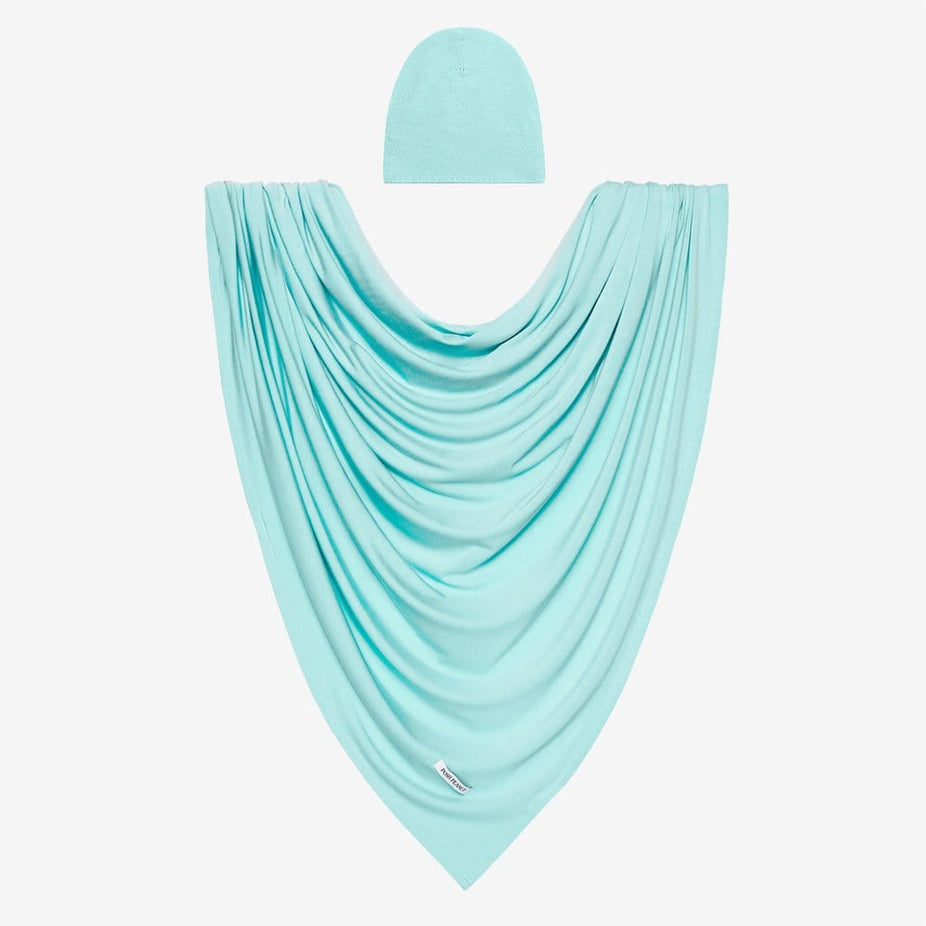 Pool blue swaddle beanie set