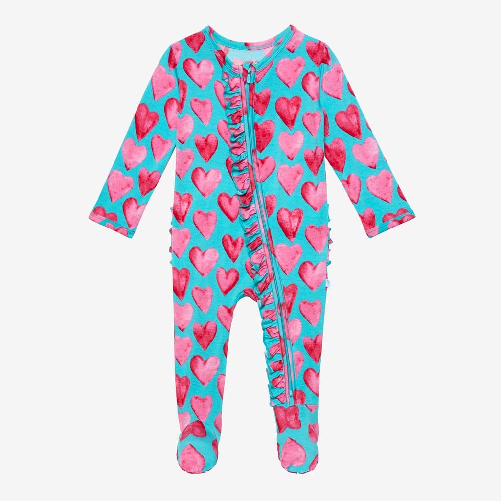 Queen of Hearts Footie Ruffled Zippered One Piece