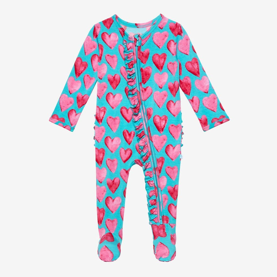 Queen of Hearts Footie Ruffled Zippered One Piece