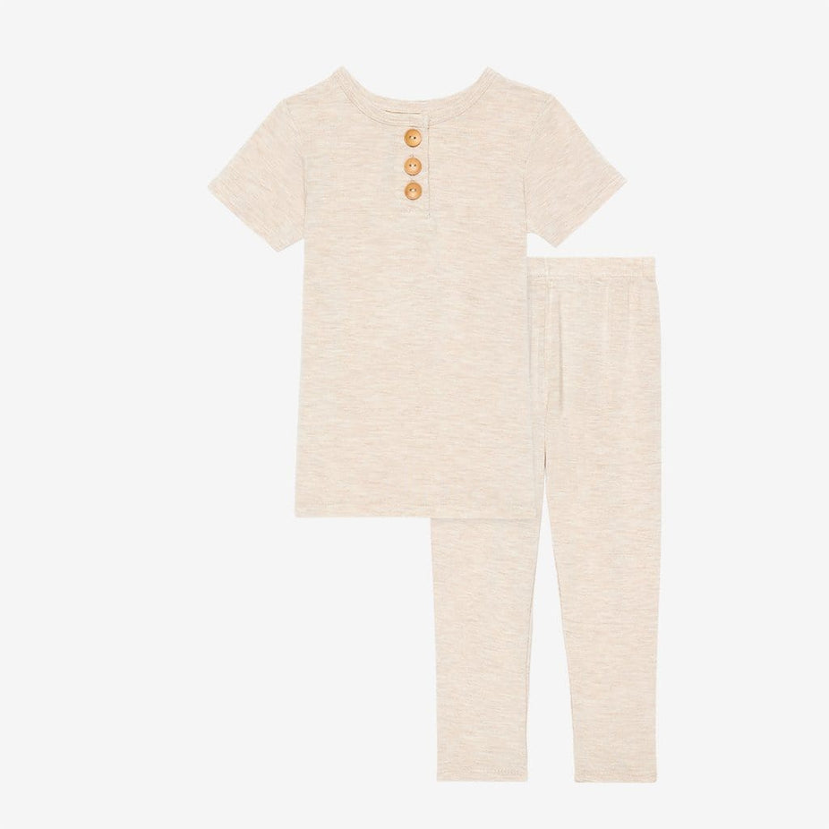 Tan Heather Short Sleeve Henley Pajamas