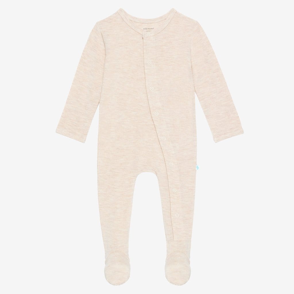 Tan Heather Footie Snap One Piece