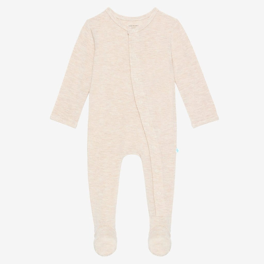 Tan Heather Footie Snap One Piece