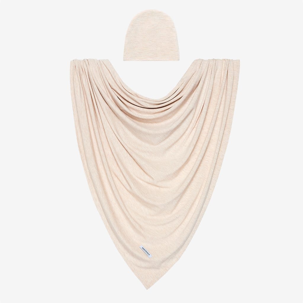 Tan Heather Swaddle Beanie Set