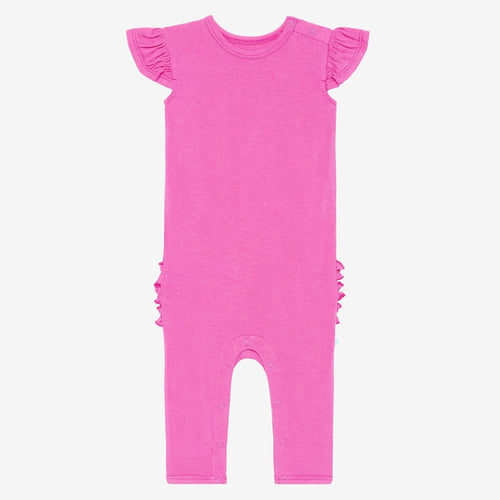 Very berry ruffled cap sleeve romper