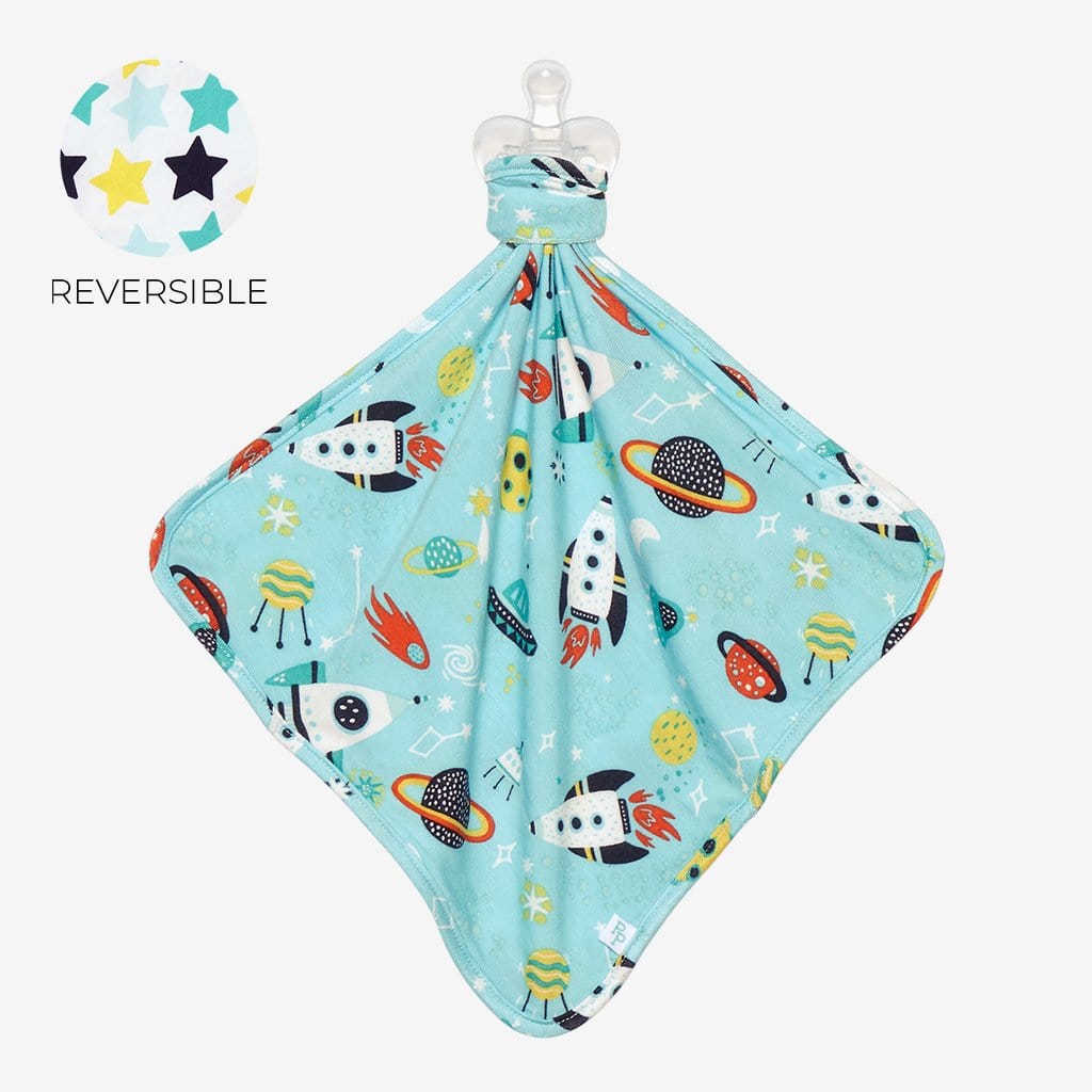 Cosmo & Tommy Lovey with rocket and planet pattern