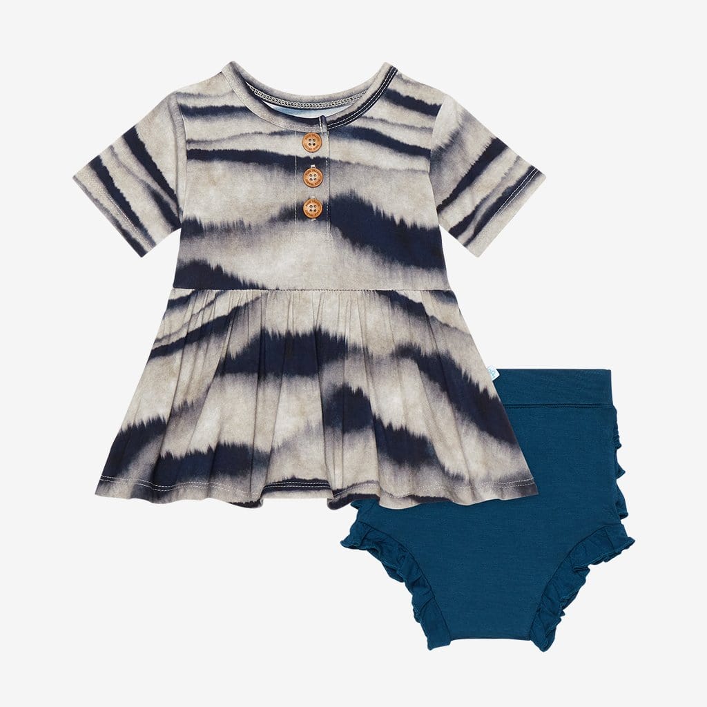 Rowan Short Sleeve Henley Peplum Ruffled Bummie Set