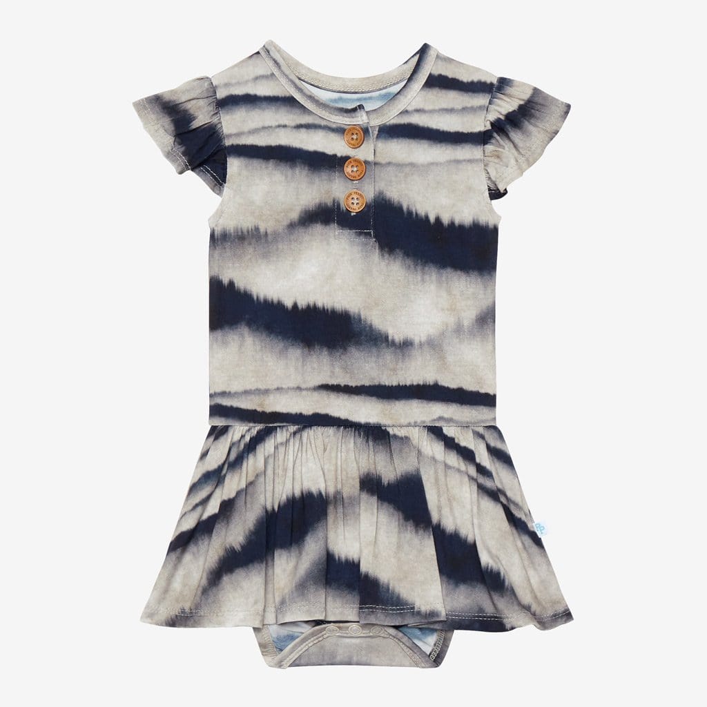 Rowan Ruffled Cap Sleeve Henley Twirl Skirt Bodysuit