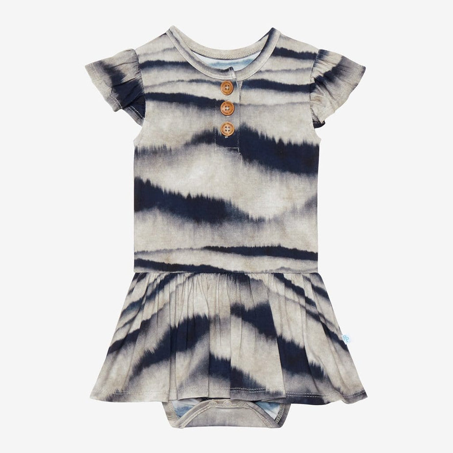 Rowan Ruffled Cap Sleeve Henley Twirl Skirt Bodysuit