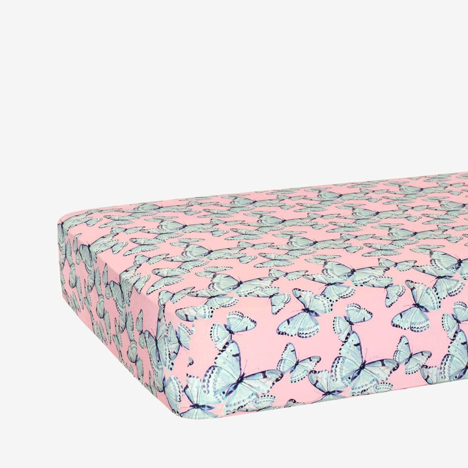 Beatrice Crib Sheet with butterfly pattern