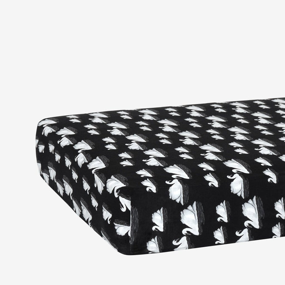 Leia Crib Sheet with swan pattern