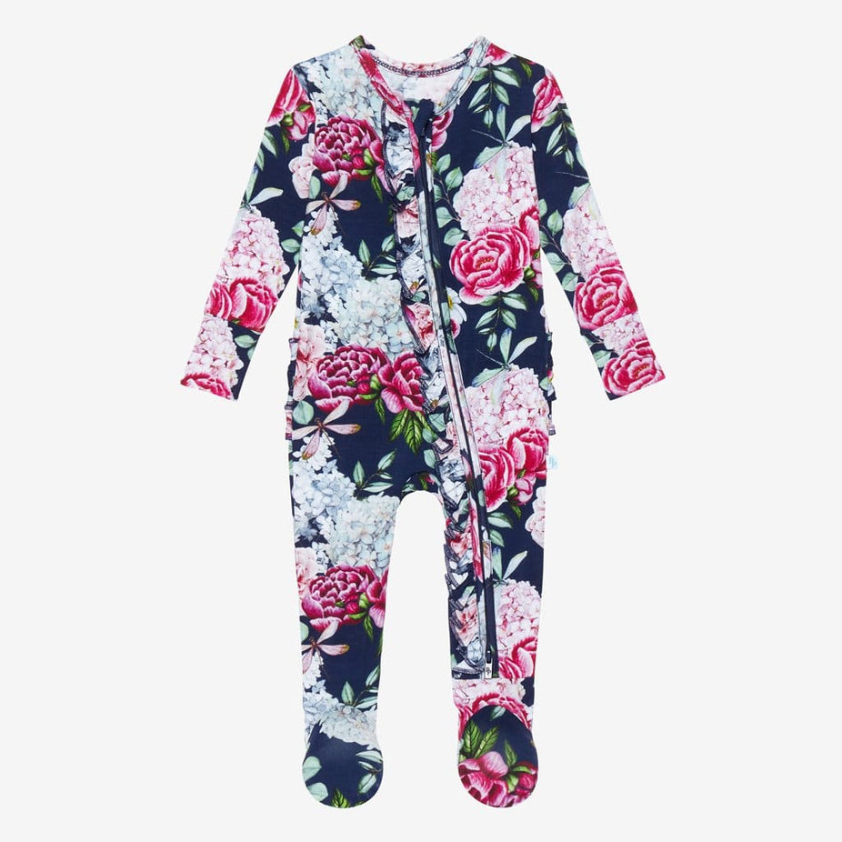Hayley Footie Ruffled Zippered One Piece