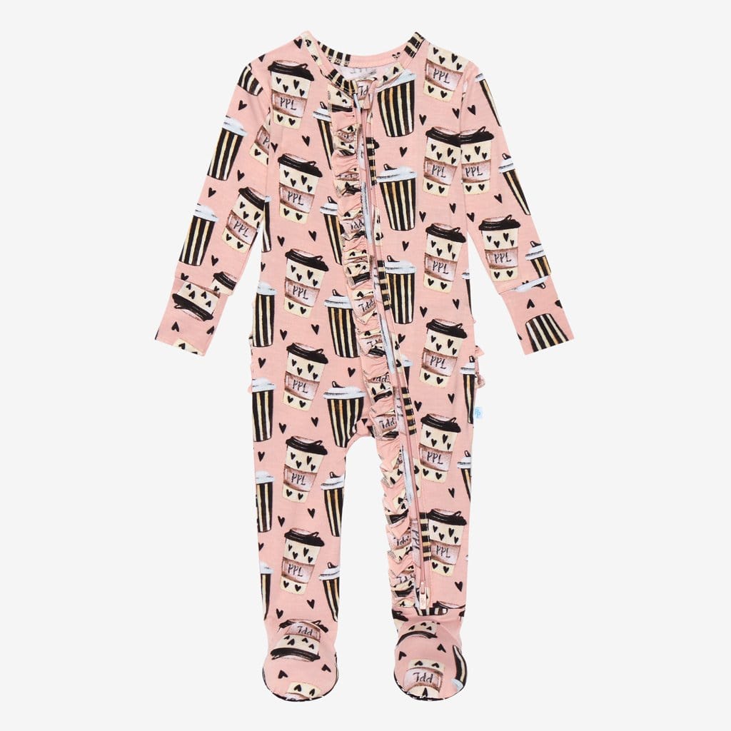 Posh Pumpkin Latte Footie Ruffled Zippered One Piece