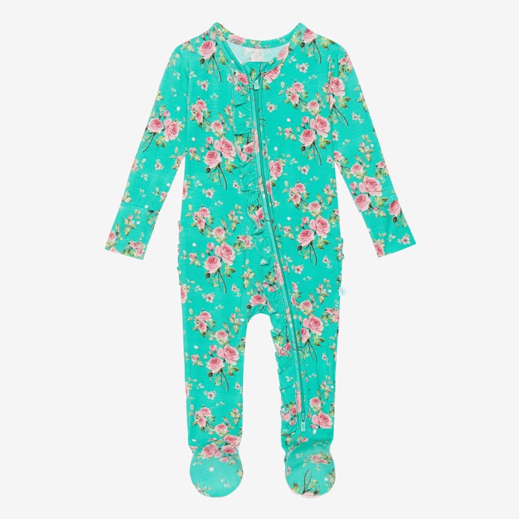 Theresa Footie Ruffled Zippered One Piece
