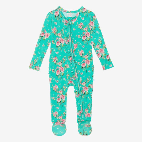 Theresa Footie Ruffled Zippered One Piece