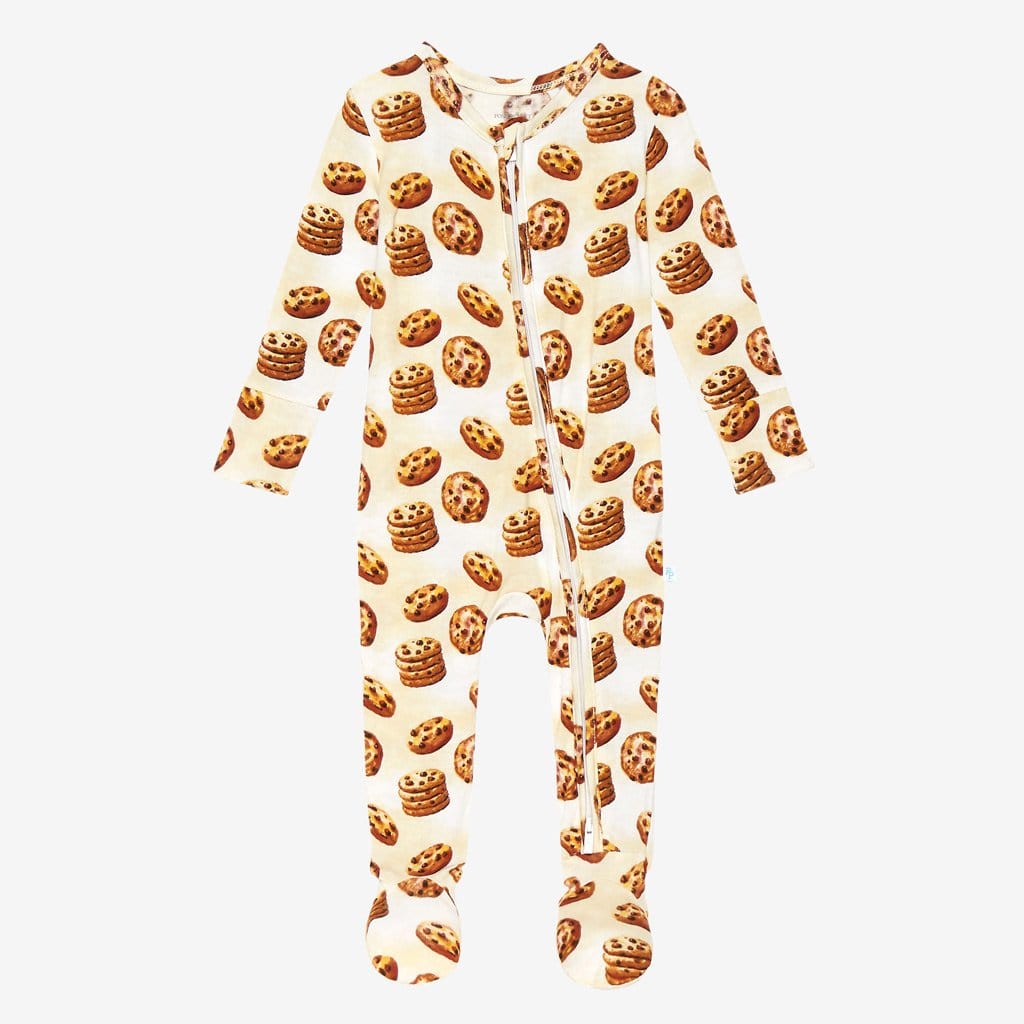 Chip Footie Zippered One Piece with cookie pattern