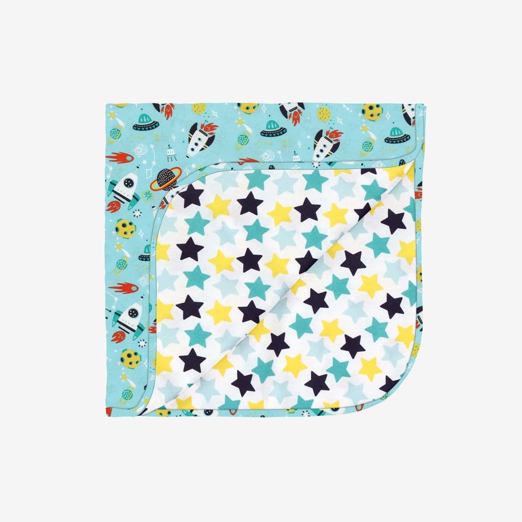 Cosmo & Tommy Patoo with rocket and planet pattern