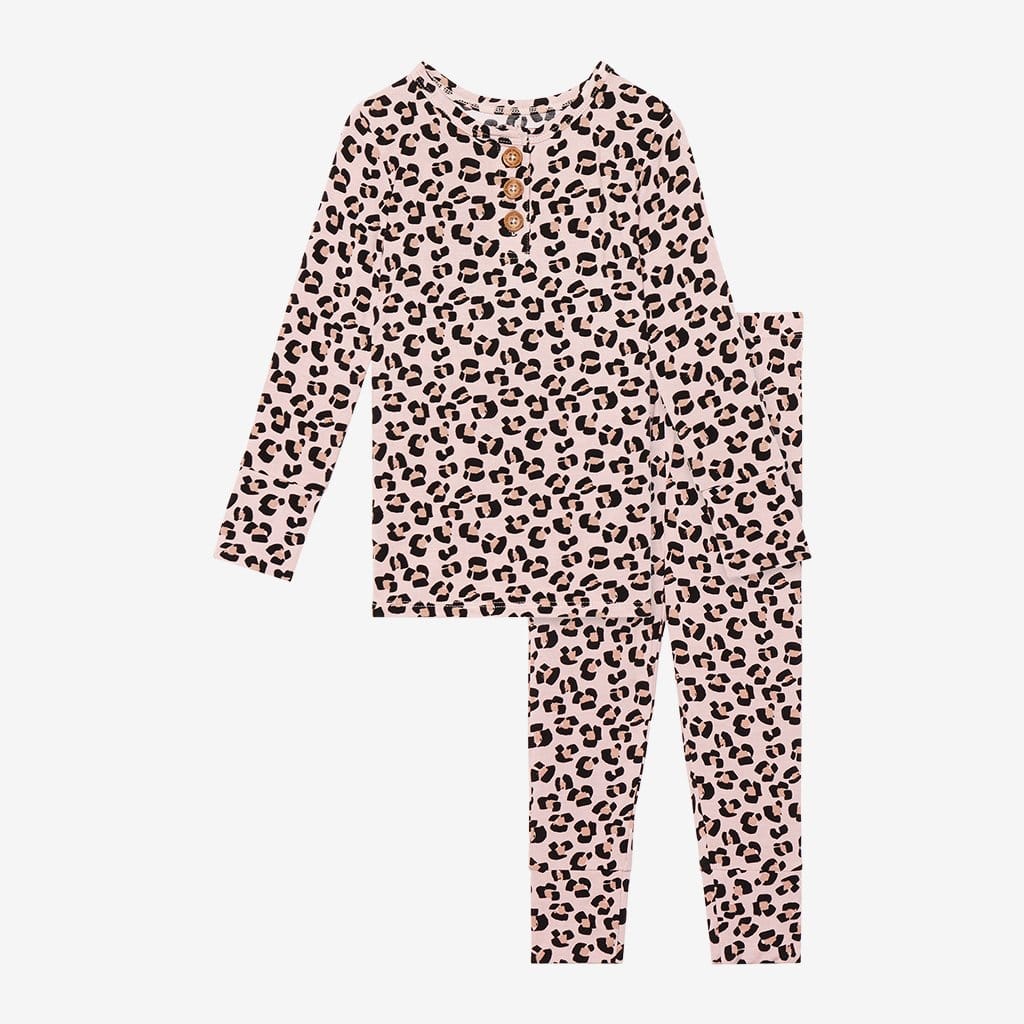 Samara Long Sleeve Henley Pajamas with jaguar pattern