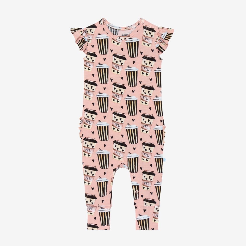 Posh Pumpkin Latte Ruffled Cap Sleeve Romper