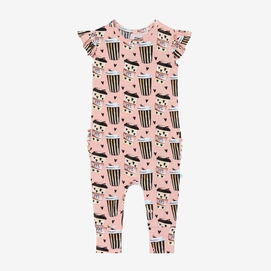 Posh Pumpkin Latte Ruffled Cap Sleeve Romper