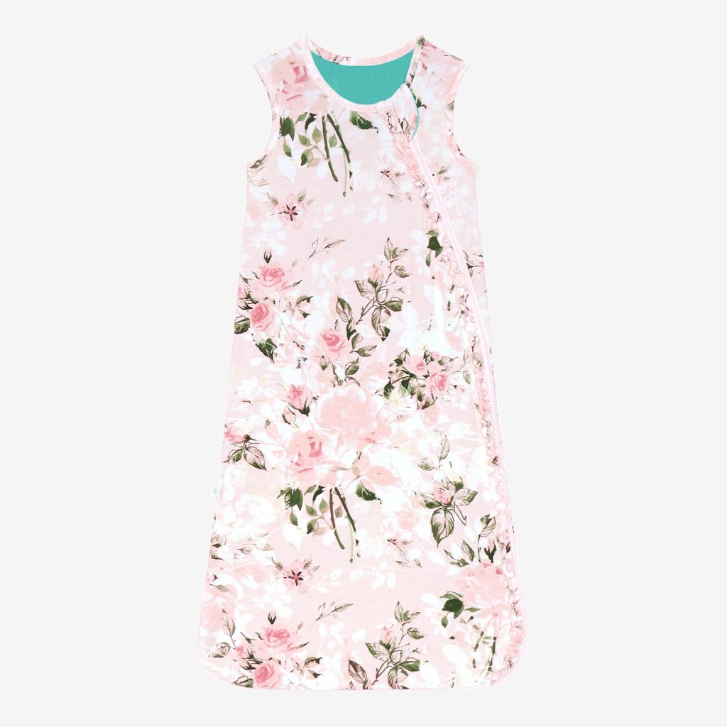 Vintage Pink Rose Sleeveless Ruffled Sleep Bag 1.0 Tog
