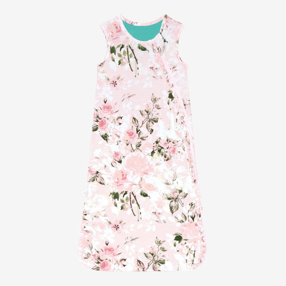 Vintage Pink Rose Sleeveless Ruffled Sleep Bag