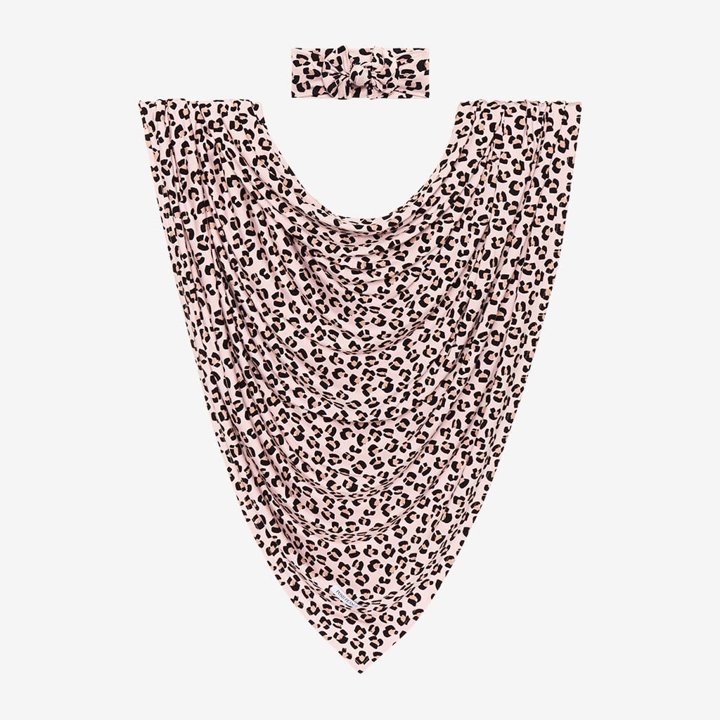 Samara Swaddle Headband Set with jaguar pattern