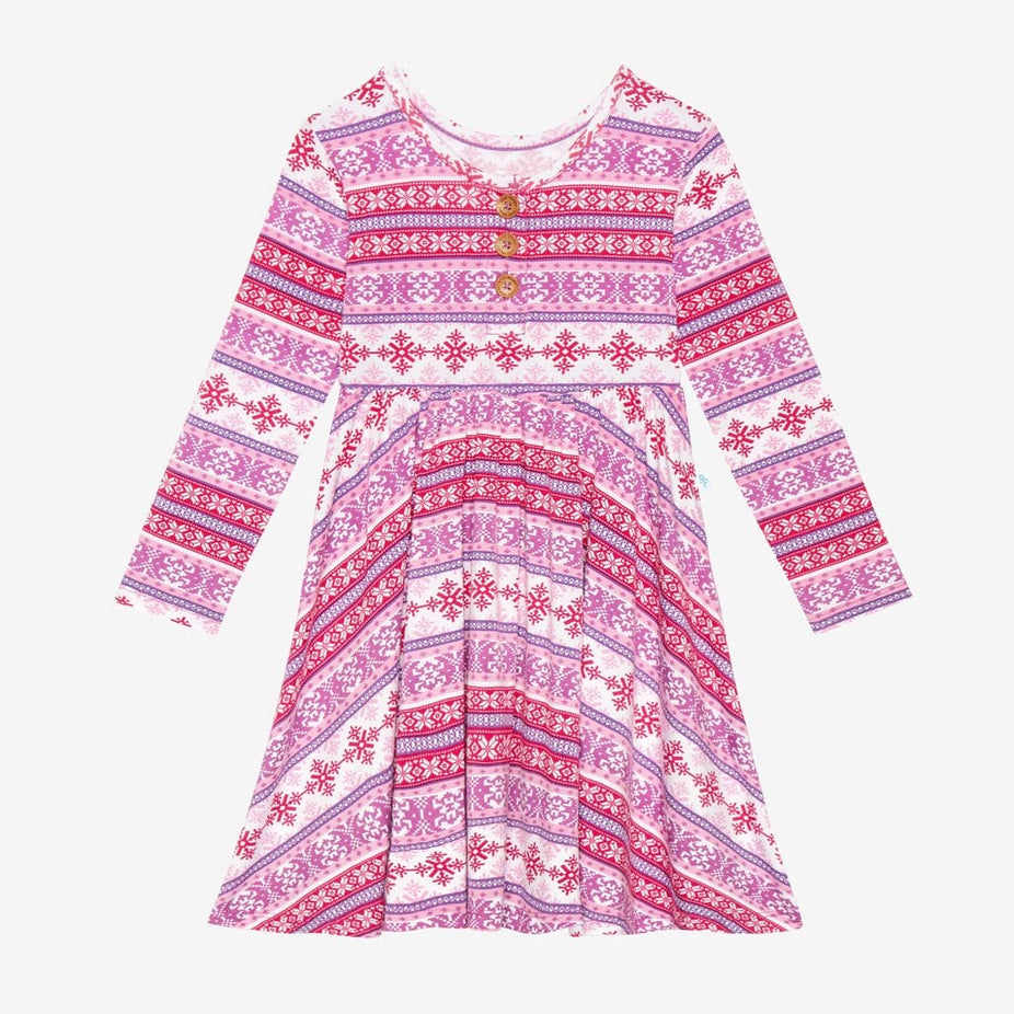 Maya Long Sleeve Henley Twirl Dress