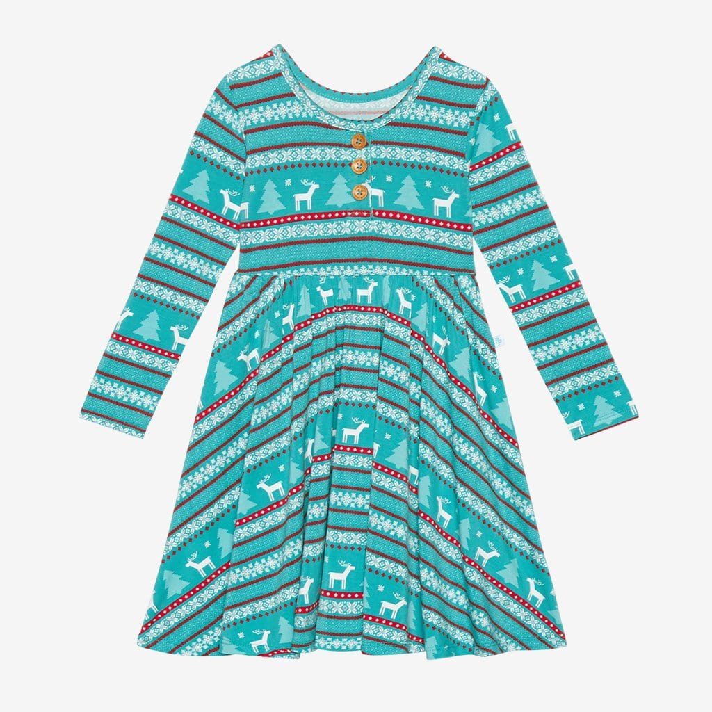 Sebastian Long Sleeve Henley Twirl Dress