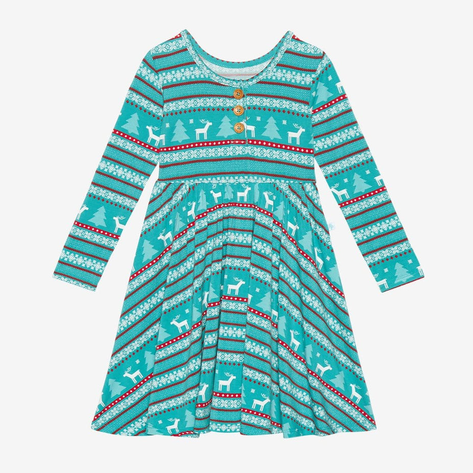 Sebastian Long Sleeve Henley Twirl Dress