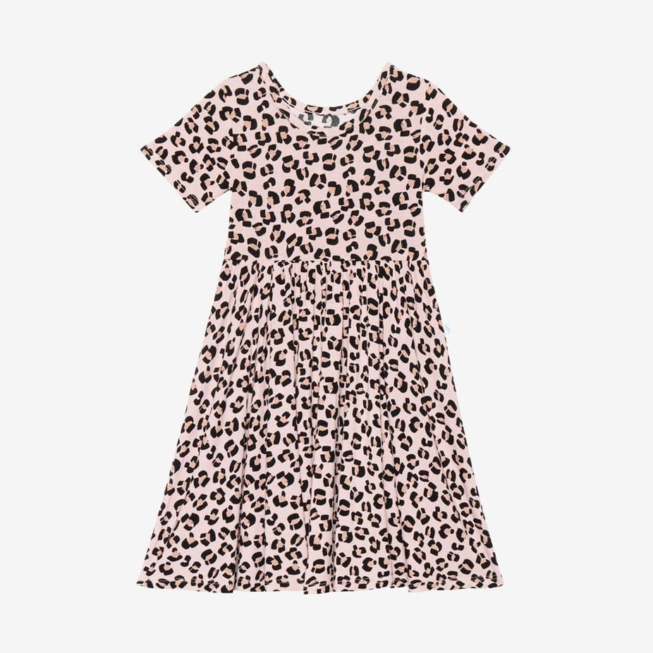 Samara Short Sleeve Twirl Dress with jaguar pattern
