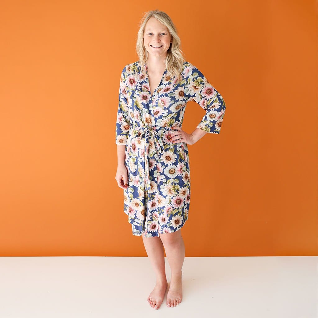 Woman in Soraya Floral Maternity Robe