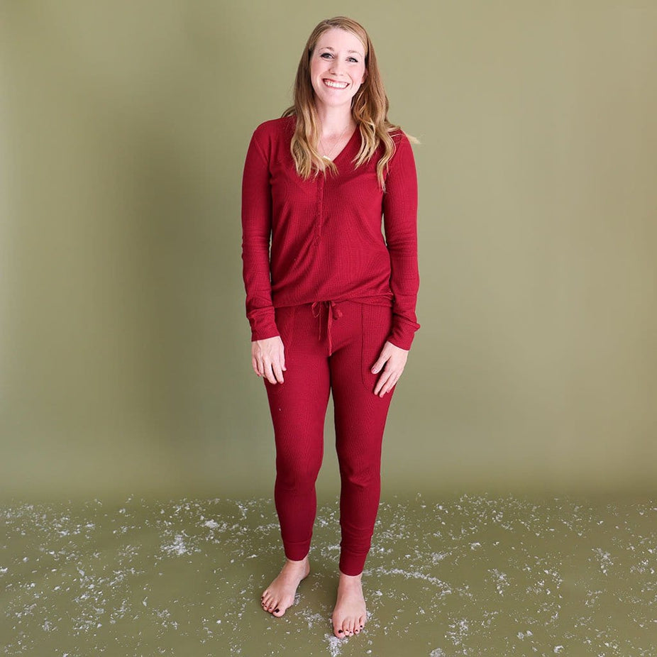 Bordeaux Waffle Women's Long Sleeve Loungewear