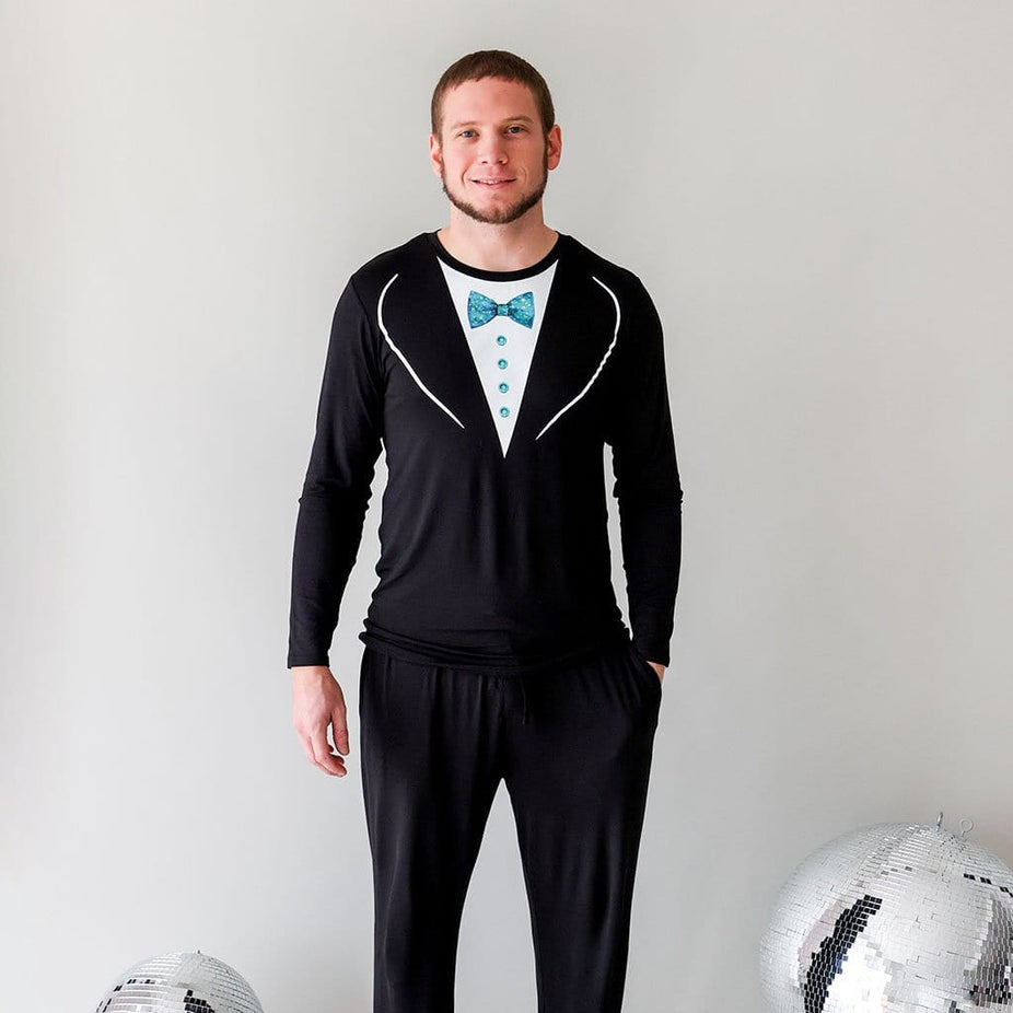 Man Standing in Tuxedo Pajamas for Men