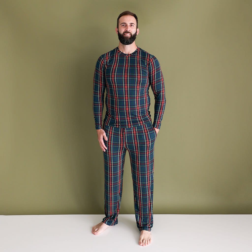 Man standing and smiling in Plaid Mens Pajamas | Tartan Plaid