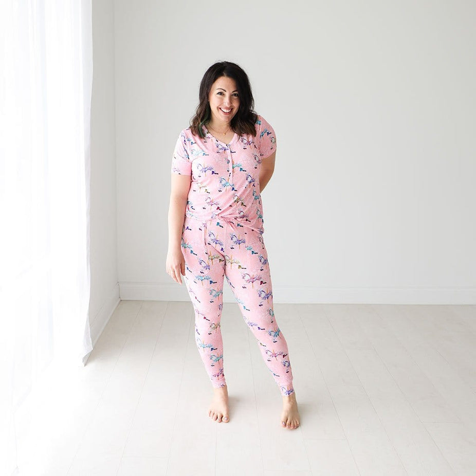 Mommy wearing Claudine Women's Short Sleeve Loungewear