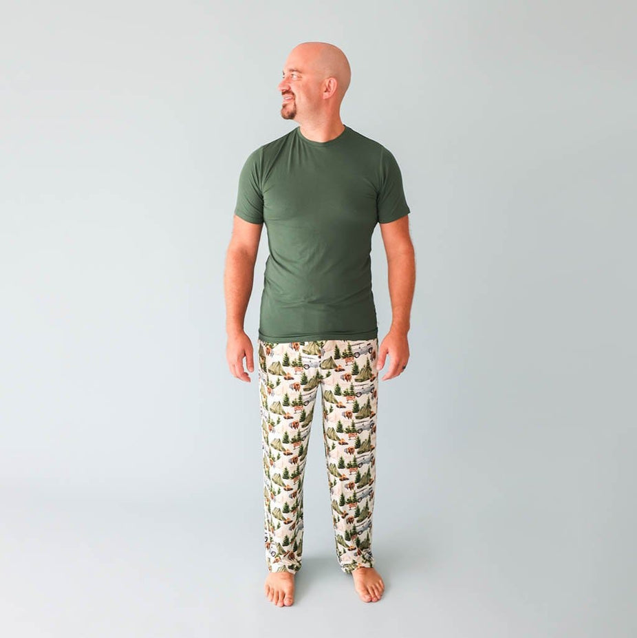 Man in Camping Mens Pajamas Short Sleeve Loungewear Camp Posh Peanut